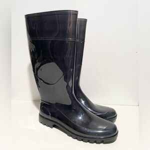 Burberry Men’s Classic Tall Rain Boots‎ Black Glossy Subtle Nova Check 13